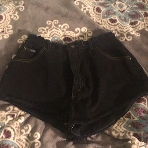 Black denim shorts